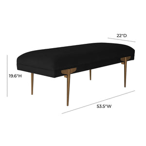 TOV Furniture Brno Velvet Bench – Modern Elegance with Gold Legs for Entryway, Bedroom, or Living Area Décor Black TOV-OC6209