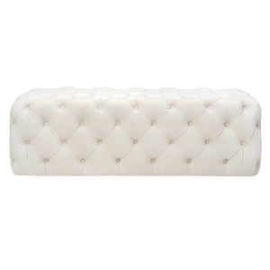 TOV Furniture Kaylee 49" Velvet Ottoman - Luxurious Deep Button Tufted Design for Living Room Comfort & Style Cream TOV-OC6314