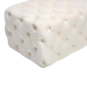 TOV Furniture Kaylee 49" Velvet Ottoman - Luxurious Deep Button Tufted Design for Living Room Comfort & Style Cream TOV-OC6314