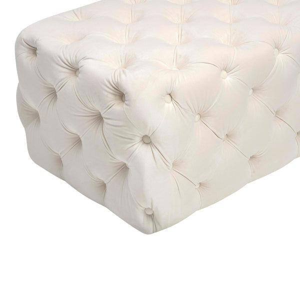 TOV Furniture Kaylee 49" Velvet Ottoman - Luxurious Deep Button Tufted Design for Living Room Comfort & Style Cream TOV-OC6314