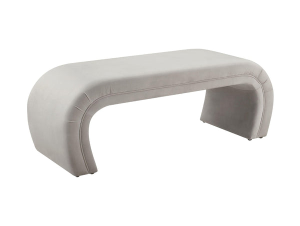 TOV Furniture Kenya 48" Velvet Bench - Luxurious Waterfall Design for Entryways, Bedrooms, and Living Rooms Light Grey TOV-OC6379