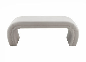 TOV Furniture Kenya 48" Velvet Bench - Luxurious Waterfall Design for Entryways, Bedrooms, and Living Rooms Light Grey TOV-OC6379
