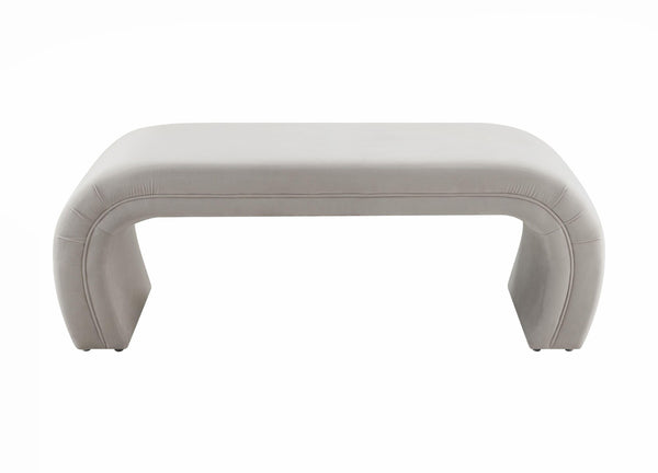TOV Furniture Kenya 48" Velvet Bench - Luxurious Waterfall Design for Entryways, Bedrooms, and Living Rooms Light Grey TOV-OC6379