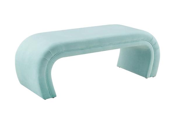 TOV Furniture Kenya 48" Velvet Bench - Luxurious Waterfall Design for Entryways, Bedrooms, and Living Rooms Bright Blue TOV-OC6380