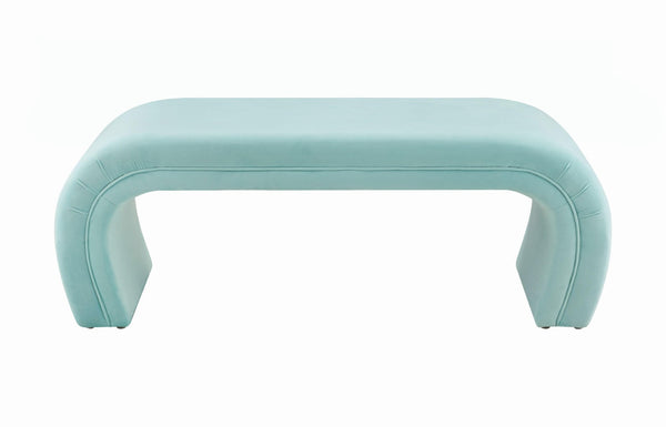 TOV Furniture Kenya 48" Velvet Bench - Luxurious Waterfall Design for Entryways, Bedrooms, and Living Rooms Bright Blue TOV-OC6380
