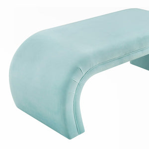 TOV Furniture Kenya 48" Velvet Bench - Luxurious Waterfall Design for Entryways, Bedrooms, and Living Rooms Bright Blue TOV-OC6380