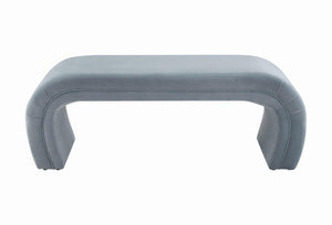 TOV Furniture Kenya 48" Velvet Bench - Luxurious Waterfall Design for Entryways, Bedrooms, and Living Rooms Sea Blue TOV-OC6381