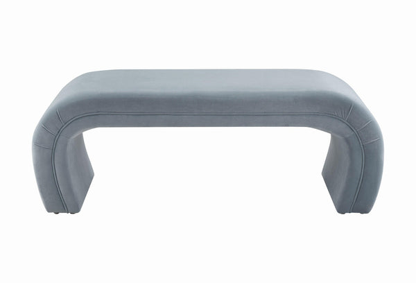 TOV Furniture Kenya 48" Velvet Bench - Luxurious Waterfall Design for Entryways, Bedrooms, and Living Rooms Sea Blue TOV-OC6381