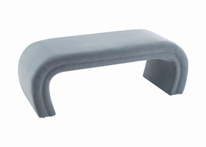 TOV Furniture Kenya 48" Velvet Bench - Luxurious Waterfall Design for Entryways, Bedrooms, and Living Rooms Sea Blue TOV-OC6381