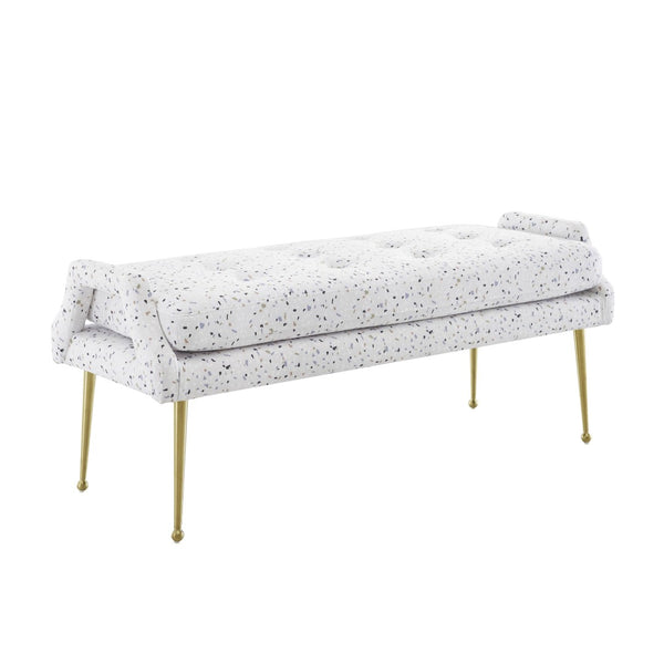 TOV Furniture Eileen Velvet Bench - Stylish Modern Glamour with Plush Upholstery and Elegant Gold-Tone Legs Terrazzo TOV-OC6436