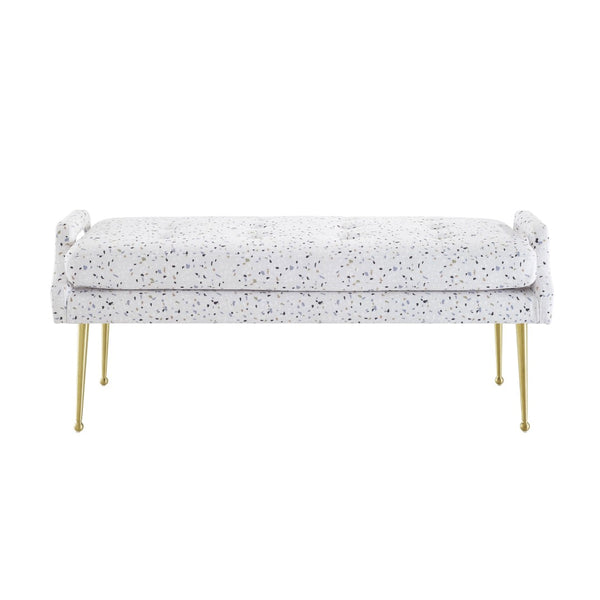 TOV Furniture Eileen Velvet Bench - Stylish Modern Glamour with Plush Upholstery and Elegant Gold-Tone Legs Terrazzo TOV-OC6436