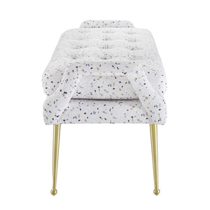 TOV Furniture Eileen Velvet Bench - Stylish Modern Glamour with Plush Upholstery and Elegant Gold-Tone Legs Terrazzo TOV-OC6436