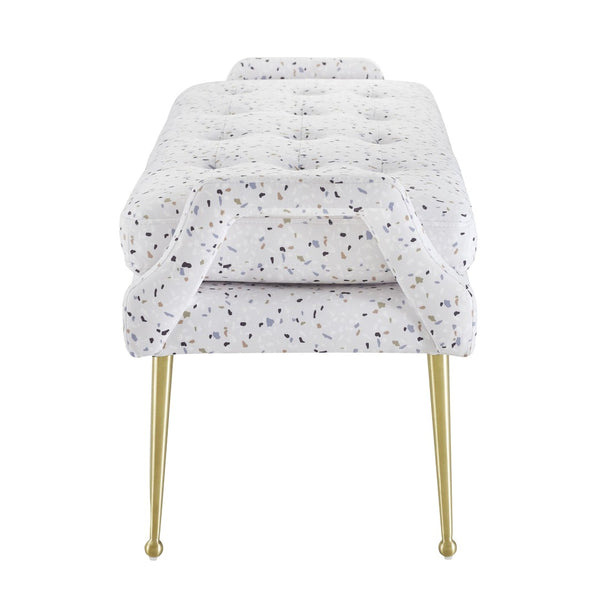 TOV Furniture Eileen Velvet Bench - Stylish Modern Glamour with Plush Upholstery and Elegant Gold-Tone Legs Terrazzo TOV-OC6436