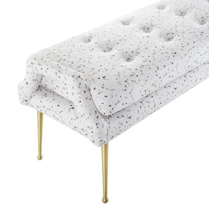 TOV Furniture Eileen Velvet Bench - Stylish Modern Glamour with Plush Upholstery and Elegant Gold-Tone Legs Terrazzo TOV-OC6436