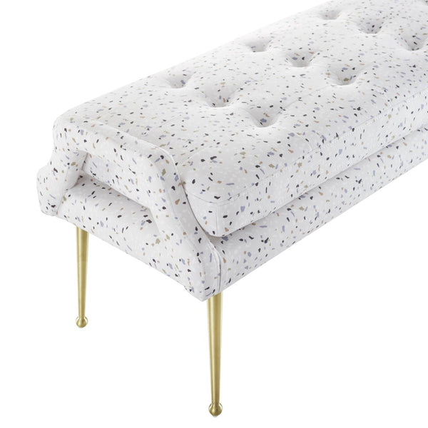 TOV Furniture Eileen Velvet Bench - Stylish Modern Glamour with Plush Upholstery and Elegant Gold-Tone Legs Terrazzo TOV-OC6436