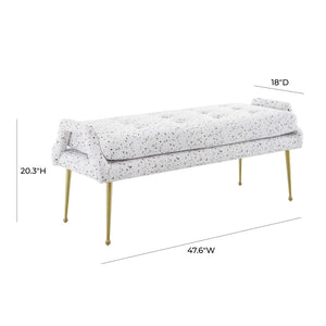 TOV Furniture Eileen Velvet Bench - Stylish Modern Glamour with Plush Upholstery and Elegant Gold-Tone Legs Terrazzo TOV-OC6436