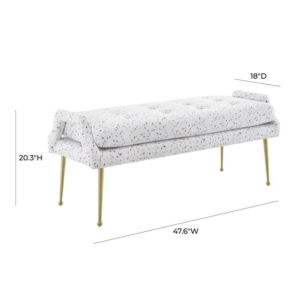 TOV Furniture Eileen Velvet Bench - Stylish Modern Glamour with Plush Upholstery and Elegant Gold-Tone Legs Terrazzo TOV-OC6436