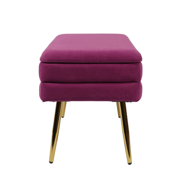 TOV Furniture Ziva Velvet Storage Bench with Plush Tufting and Gold Legs – Elegant, Functional Home Accent Piece Plum TOV-OC6464