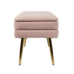 TOV Furniture Ziva Velvet Storage Bench with Plush Tufting and Gold Legs – Elegant, Functional Home Accent Piece Blush TOV-OC6465