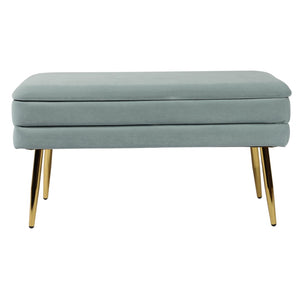 TOV Furniture Ziva Velvet Storage Bench with Plush Tufting and Gold Legs – Elegant, Functional Home Accent Piece Sea Blue TOV-OC6466