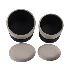 TOV Furniture Gigi Grey Storage Ottomans - Luxurious Velvet Footstools with Gold Accents, Set of 2 for Any Room TOV-OC6472
