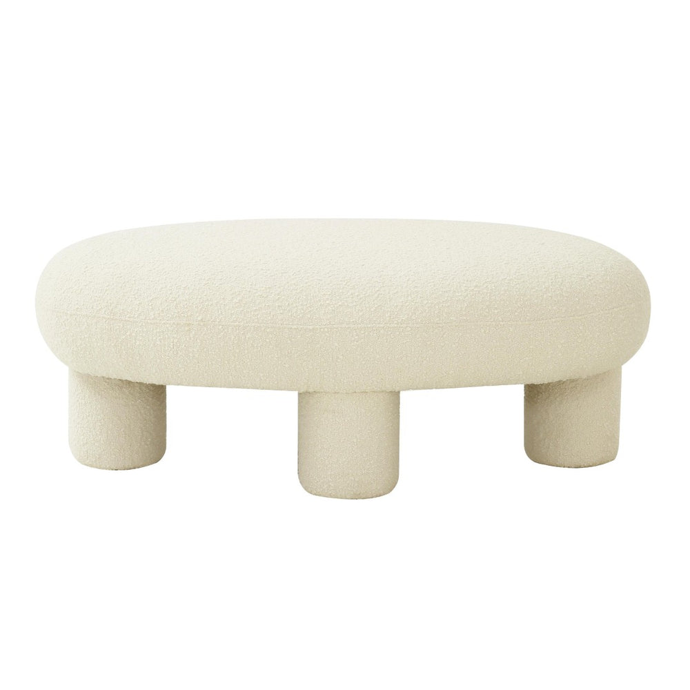 TOV Furniture Discus 46" Cream Boucle Oval Ottoman - Soft, Stylish Multi-Use Piece for Cozy Living Spaces Today! TOV-OC68105