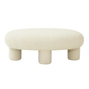 TOV Furniture Discus 46" Cream Boucle Oval Ottoman - Soft, Stylish Multi-Use Piece for Cozy Living Spaces Today! TOV-OC68105