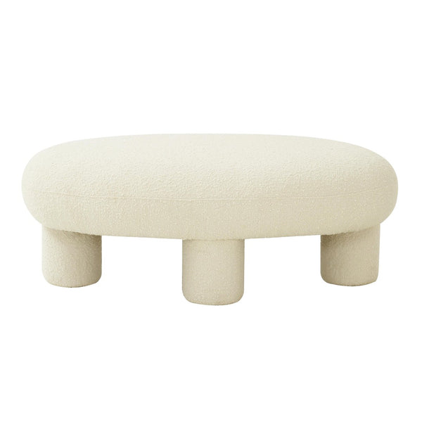 TOV Furniture Discus 46" Cream Boucle Oval Ottoman - Soft, Stylish Multi-Use Piece for Cozy Living Spaces Today! TOV-OC68105