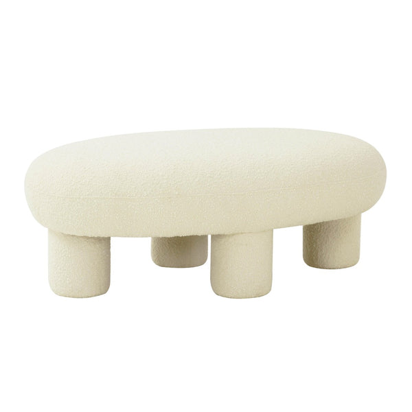 TOV Furniture Discus 46" Cream Boucle Oval Ottoman - Soft, Stylish Multi-Use Piece for Cozy Living Spaces Today! TOV-OC68105