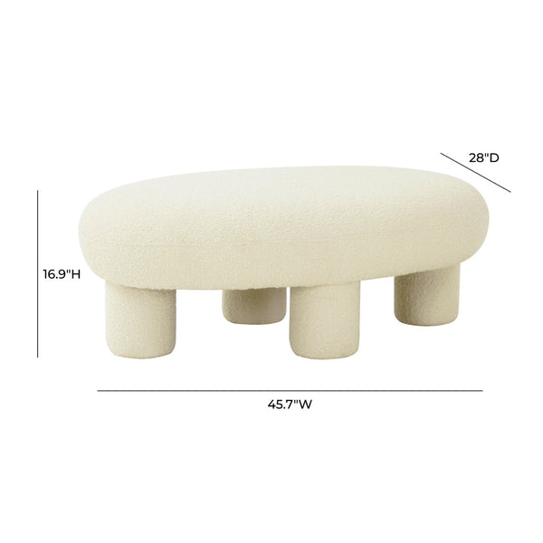 TOV Furniture Discus 46" Cream Boucle Oval Ottoman - Soft, Stylish Multi-Use Piece for Cozy Living Spaces Today! TOV-OC68105