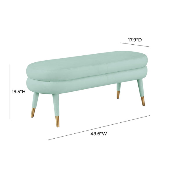 TOV Furniture Betty 50" Velvet Bench - Luxurious Handmade Seating with Gold-Tipped Legs for Modern Glamour TOV-OC68124