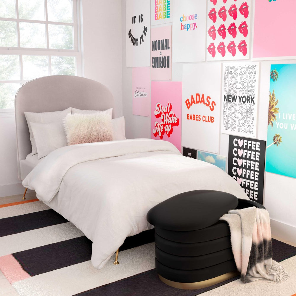 TOV Furniture Lillian Velvet Storage Bench with Gold Metal Base – Chic, Modern Seating & Hidden Storage Solution Black TOV-OC68152