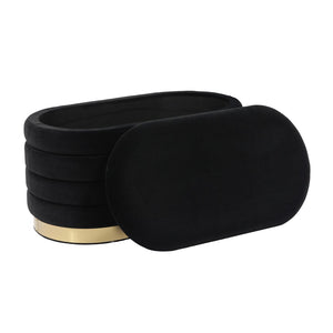 TOV Furniture Lillian Velvet Storage Bench with Gold Metal Base – Chic, Modern Seating & Hidden Storage Solution Black TOV-OC68152