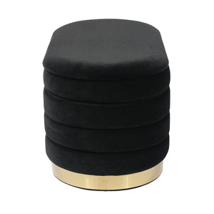 TOV Furniture Lillian Velvet Storage Bench with Gold Metal Base – Chic, Modern Seating & Hidden Storage Solution Black TOV-OC68152