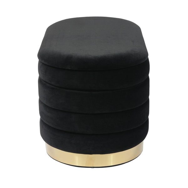 TOV Furniture Lillian Velvet Storage Bench with Gold Metal Base – Chic, Modern Seating & Hidden Storage Solution Black TOV-OC68152