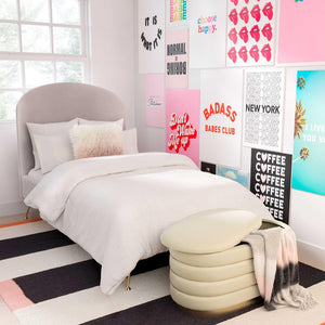 TOV Furniture Lillian Velvet Storage Bench with Gold Metal Base – Chic, Modern Seating & Hidden Storage Solution Cream TOV-OC68153