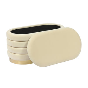 TOV Furniture Lillian Velvet Storage Bench with Gold Metal Base – Chic, Modern Seating & Hidden Storage Solution Cream TOV-OC68153