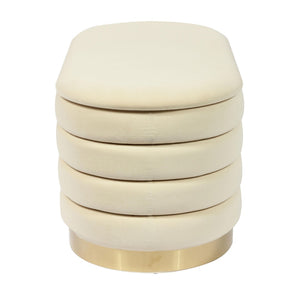 TOV Furniture Lillian Velvet Storage Bench with Gold Metal Base – Chic, Modern Seating & Hidden Storage Solution Cream TOV-OC68153