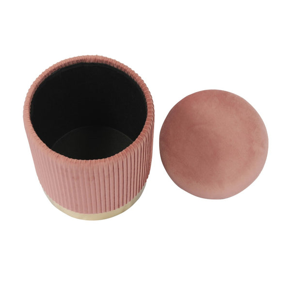 TOV Furniture Zoe Velvet Storage Ottoman - Chic Ribbed Upholstery with Gold Base for Glamorous Home Décor Solutions Blush TOV-OC68154