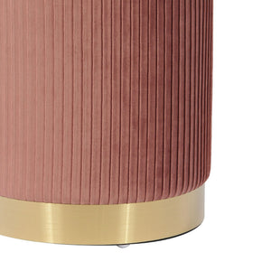 TOV Furniture Zoe Velvet Storage Ottoman - Chic Ribbed Upholstery with Gold Base for Glamorous Home Décor Solutions Blush TOV-OC68154