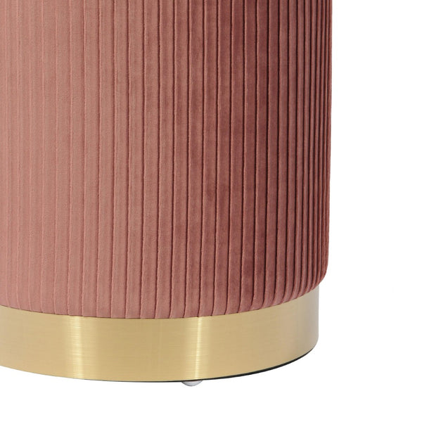 TOV Furniture Zoe Velvet Storage Ottoman - Chic Ribbed Upholstery with Gold Base for Glamorous Home Décor Solutions Blush TOV-OC68154