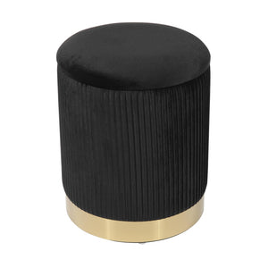 TOV Furniture Zoe Velvet Storage Ottoman - Chic Ribbed Upholstery with Gold Base for Glamorous Home Décor Solutions Black TOV-OC68155