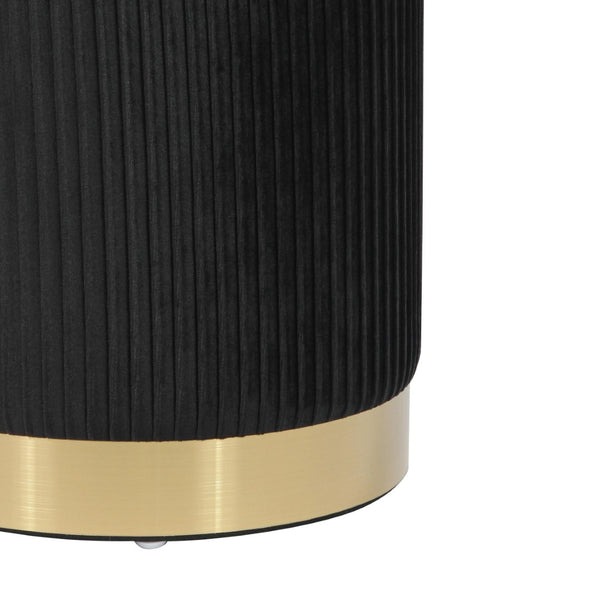 TOV Furniture Zoe Velvet Storage Ottoman - Chic Ribbed Upholstery with Gold Base for Glamorous Home Décor Solutions Black TOV-OC68155