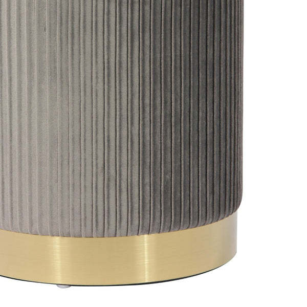 TOV Furniture Zoe Velvet Storage Ottoman - Chic Ribbed Upholstery with Gold Base for Glamorous Home Décor Solutions Grey TOV-OC68156