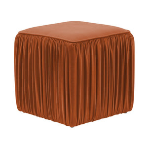 TOV Furniture Morgan Pleated Velvet Ottoman - Chic Multifunctional Accent for Modern Living Spaces and Comfort Cognac TOV-OC68214