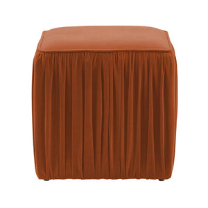 TOV Furniture Morgan Pleated Velvet Ottoman - Chic Multifunctional Accent for Modern Living Spaces and Comfort Cognac TOV-OC68214