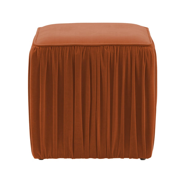 TOV Furniture Morgan Pleated Velvet Ottoman - Chic Multifunctional Accent for Modern Living Spaces and Comfort Cognac TOV-OC68214