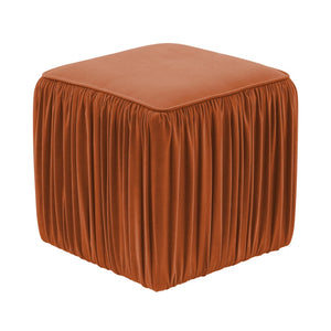 TOV Furniture Morgan Pleated Velvet Ottoman - Chic Multifunctional Accent for Modern Living Spaces and Comfort Cognac TOV-OC68214