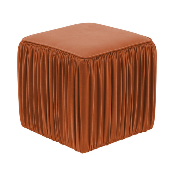 TOV Furniture Morgan Pleated Velvet Ottoman - Chic Multifunctional Accent for Modern Living Spaces and Comfort Cognac TOV-OC68214