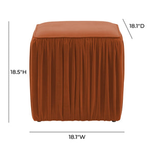 TOV Furniture Morgan Pleated Velvet Ottoman - Chic Multifunctional Accent for Modern Living Spaces and Comfort Cognac TOV-OC68214